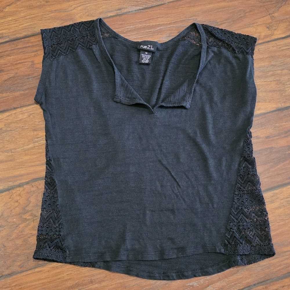 Rue21 Black Lace Accent Women's Top